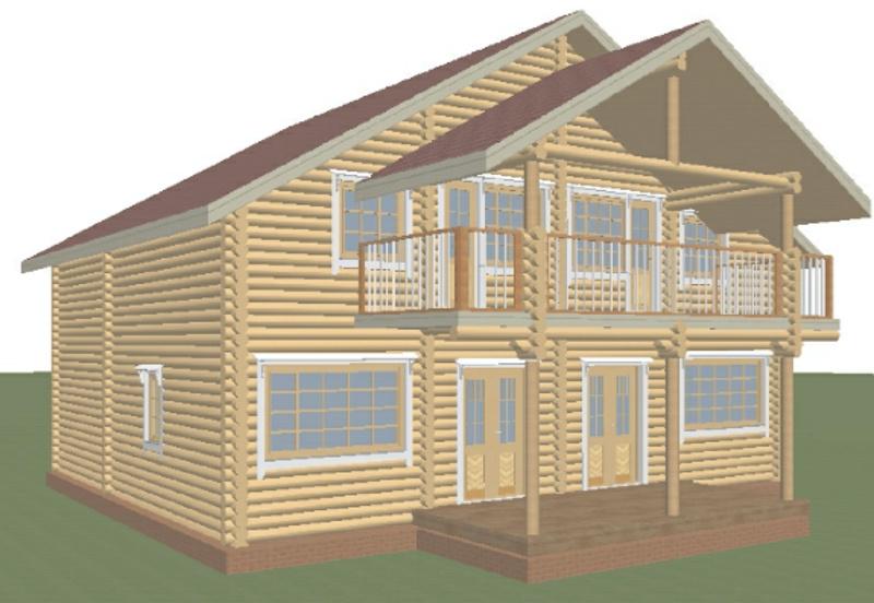 Проект дома из оцилиндрованного бревна на 264,29 м2 с мансардой и сауной