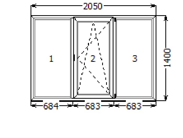 Металлопластиковое окно 2050*1400