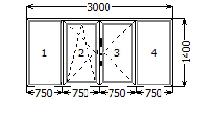 Металлопластиковое окно 3000*1400